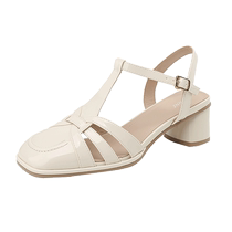 Daphne Baotou Sandals Womens Summer Outerwear 2024 New French Thick Heel Genuine Leather Shoes Fashionable Roman Womens Shoes