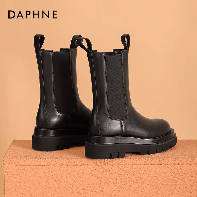 Daphne Martin Boots for Women 2026 New Autumn British Style Chimney Boots Mid-Calf Thick-Soled Chelsea Short Boots for Women
