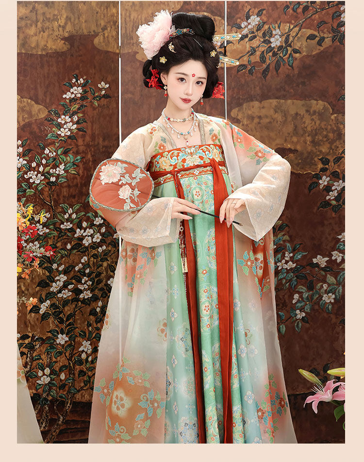 Китайцы одежда наборы 2025新款唐制汉服花间词原创设计 肯莎凯仙气汉服18-25岁日常穿