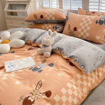 ins pure cotton cartoon four - piece set 100 whole cotton boys are suited for childrens bedding cute bed three - piece set