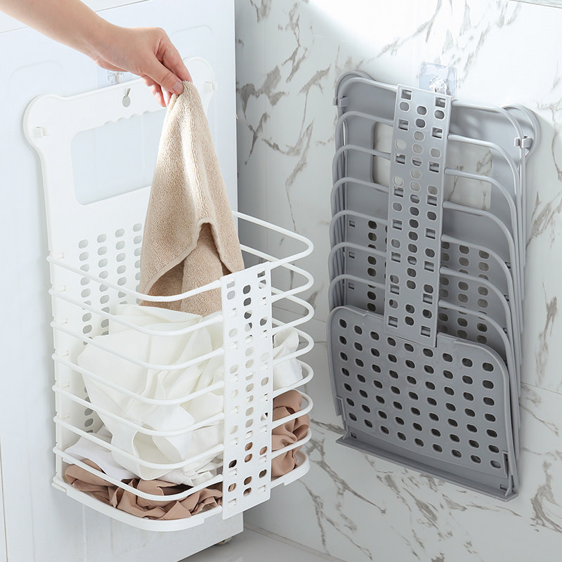 Dirty clothes basket foldable laundry basket for dirty clothes storage basket powder room wall hanging household bathroom artifact