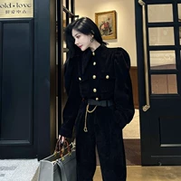 Черный осенний комплект, осенняя юбка, городской стиль