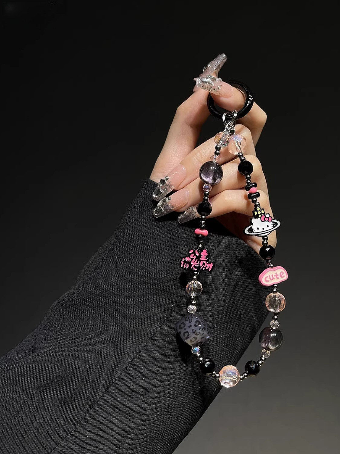 Princess, Please Get Rich! New Style Alloy Phone Chain, Handmade Beaded Pendant, Camera Keychain Spacer, Girly Style