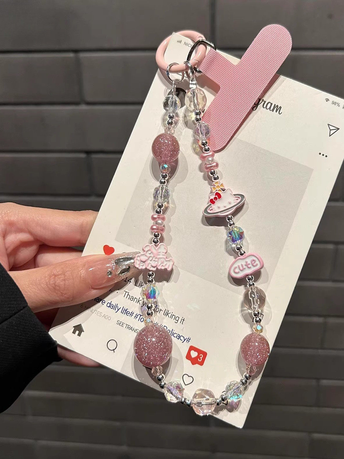 Princess, Please Get Rich! New Style Alloy Phone Chain, Handmade Beaded Pendant, Camera Keychain Spacer, Girly Style