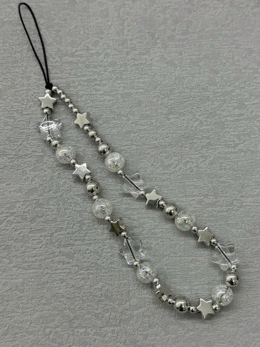 Electroplated Silver Star Phone Chain New Short Lanyard Camera Strap Women's Accessory High-End Pendant Anti-Drop Decoration