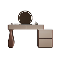 Simple retro dressing table small bedroom saddle leather makeup bedside table integrated storage multi-functional dressing table