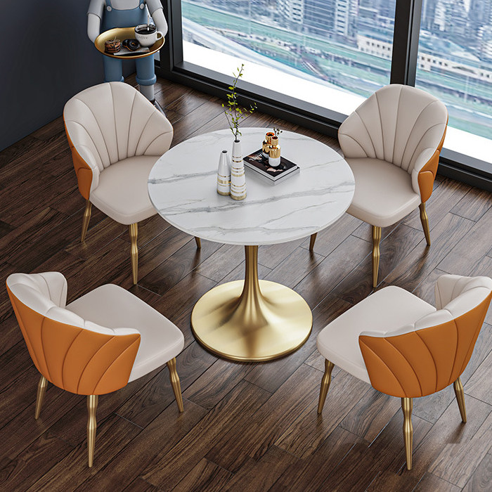 Light luxury sample house exhibition center negotiation table and chair combination modern reception leisure reception negotiation small round table balcony one table and four chairs