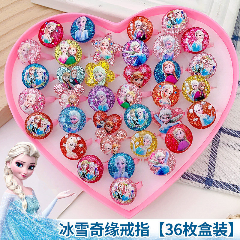 Children's ring Girls ice and snow Chianti Princess Aitha Imitation Diamond Gem Little Ring Girl Love Jewelry Gift Box-Taobao