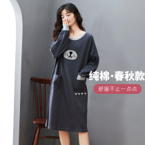 Long Sleeve Sleeping Dress Woman Autumn Pure Cotton Pregnant Woman Long autumn Winter Loose Big Code 2022 New Spring Full Cotton Spring Autumn