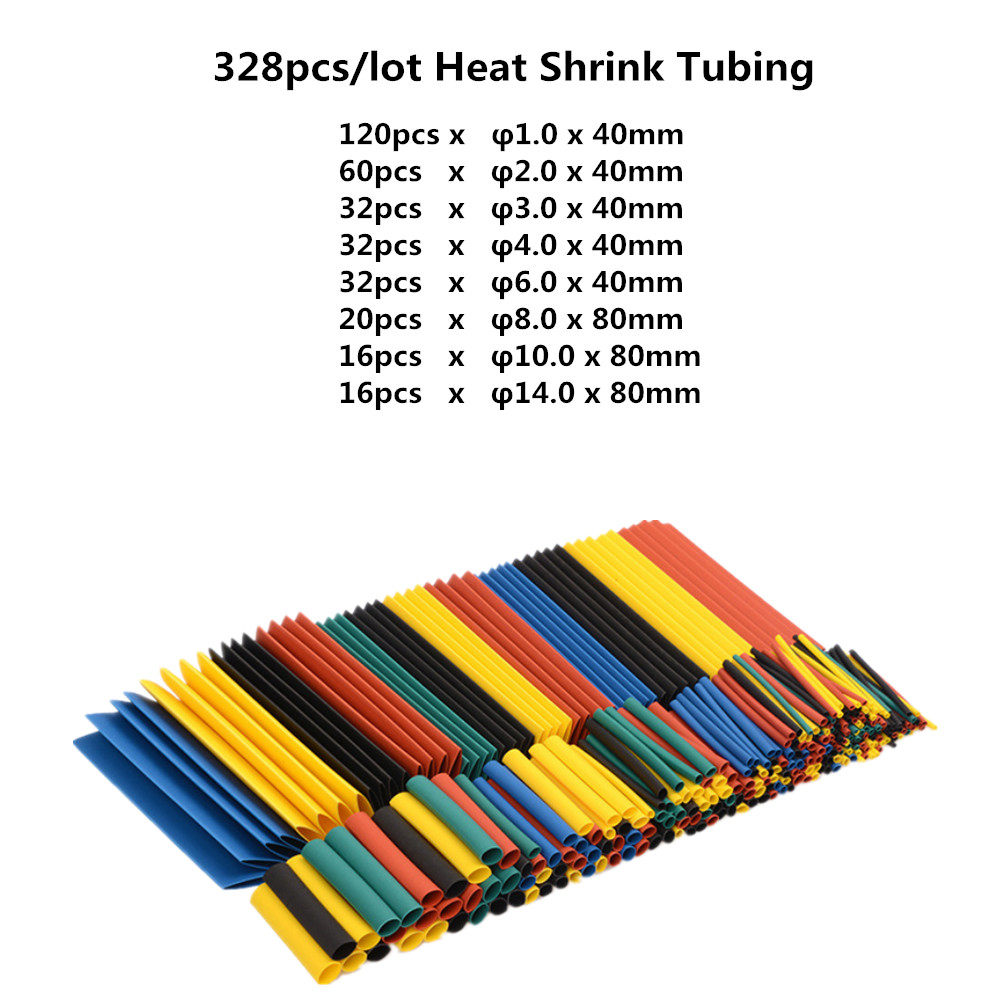 127PCS 328PCS 530PCS 热缩管绝缘套管家用DIY电工热收缩管阻燃