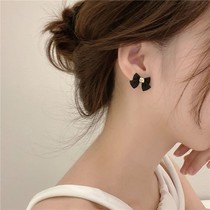 S925 silver pin Hepburn bow stud earrings temperament Korean exquisite earrings 2021 New Tide earrings