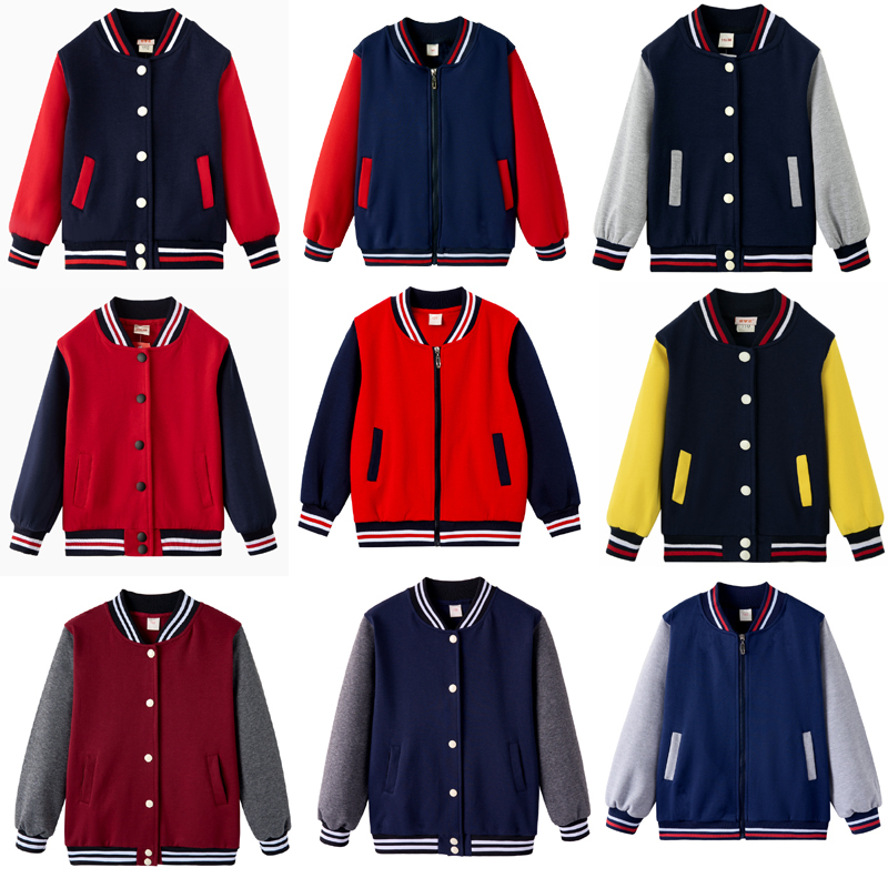 School Uniform Baseball Jacket British Style Primary and Secondary School Students Boys and Girls Pure Cotton Maroon Gray Blue Jacket Class Uniform Set Top