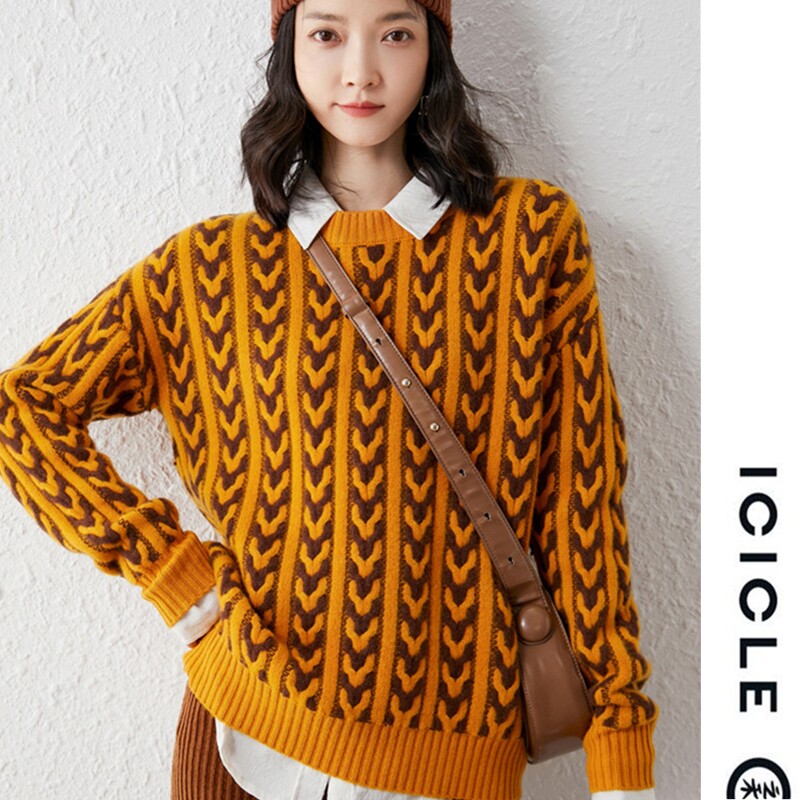 ICICLE's Wo special cabinet 2022 Spring new commuter cashmere knitted sweatshirt thickened wool blouse sweater