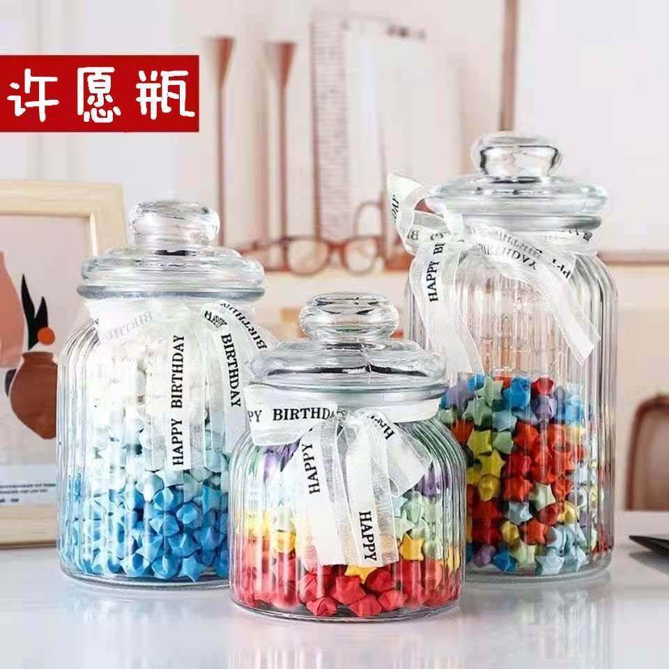 Thousands of paper cranes contain bottle large number striped Xu may wish bottle stars wish idea to contain glass bottle lucky birthday present-Taobao
