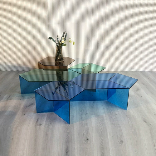 2023 новый скандинавский современный домашний шестиугольный журнальный столик для гостиной, минималистичный, светлый, роскошный, красочный, прозрачный акриловый столик