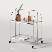 Denmark light and luxurious living room with removable folding medieval small cart Two layers of glass shelve floor containing edge a few