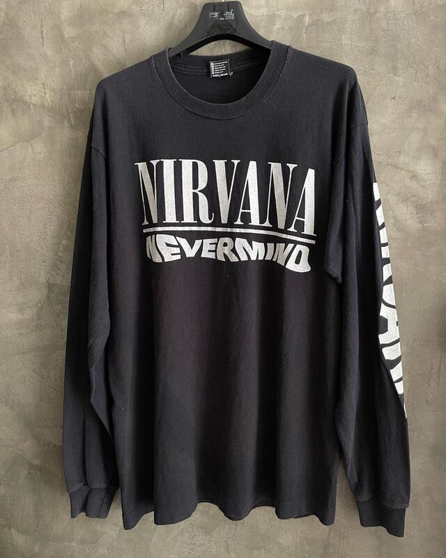 Nirvana Band Oil-Stained Rock Rap High Street Style American Retro Vintage Long-Sleeved T-Shirt