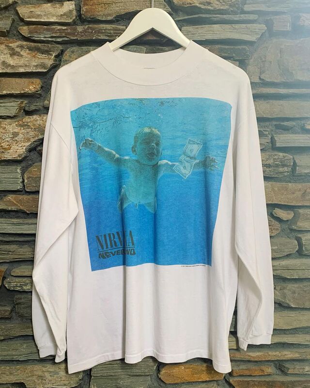 Hip-Hop Rapper Wears Nirvana Band T-Shirt Kurt Cobain Heavy Long-Sleeve T-Shirt High Street Loose Tee