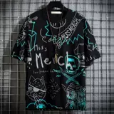 Tide, летняя комфортная трендовая модная футболка в стиле хип-хоп, английские буквы, короткий рукав, круглый воротник, в корейском стиле