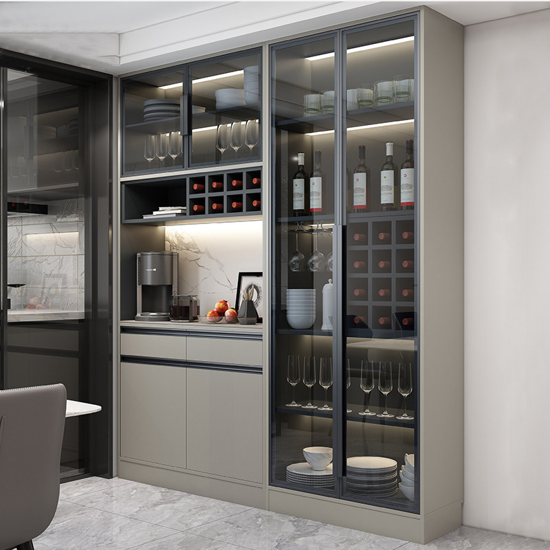 Light luxury solid wood sideboard wine cabinet against the wall simple modern living room home kitchen display cabinet glass cabinet dining room cabinet