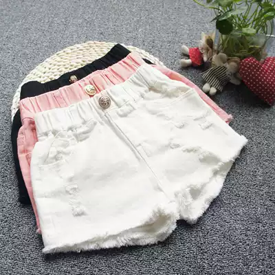 South Korea 2021 new girls denim shorts summer children White loose foreign school children cotton Joker baby
