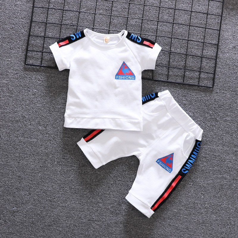 South Korean boy suit Xia's new handsome children pure cotton Korean version of the trendy short sleeve thin section Children's wave cool exploits