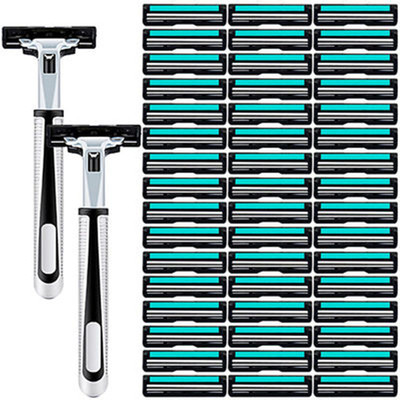 剃须刀手动刮胡刀胡子刀2层剃须刀片剃毛刀老式刀架刀头双层