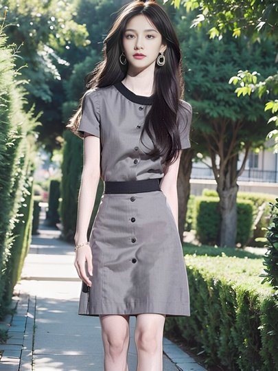 Vestido adelgazante de cintura y cuello redondo, color gris, muy guapo, a la moda, de gama alta, estilo diosa, para ir al trabajo