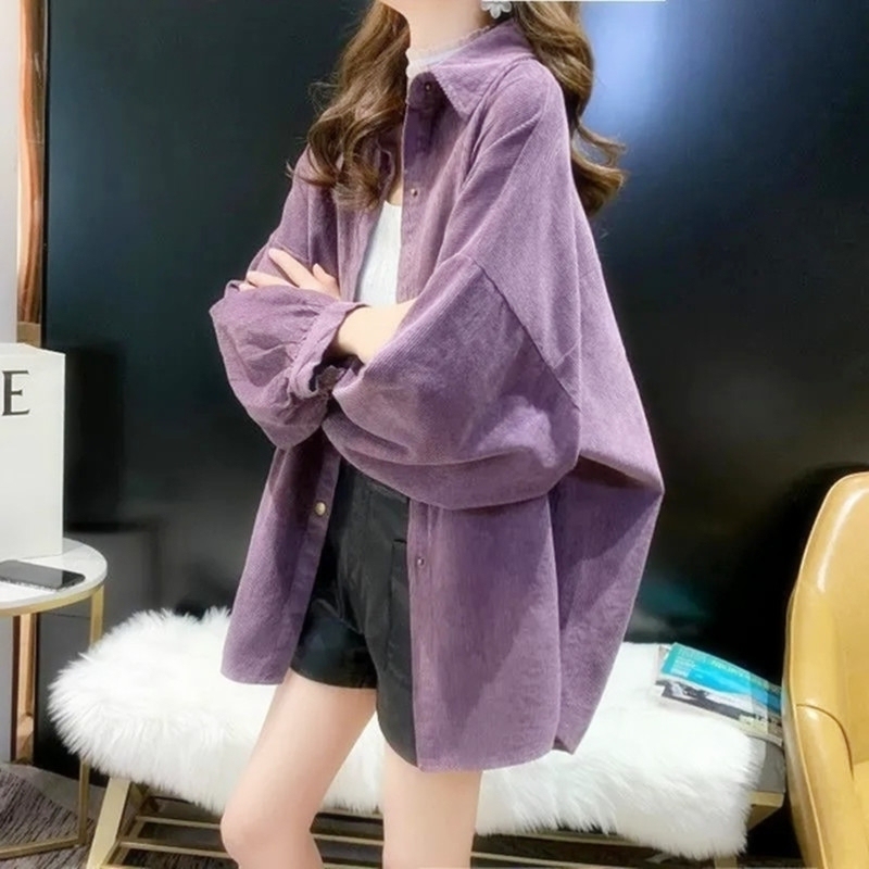Corduroy Shirt Jacket for Women 2026 Spring and Autumn New Design Niche Loose Fit Age-Reducing Versatile Bf Long-Sleeve Shirt