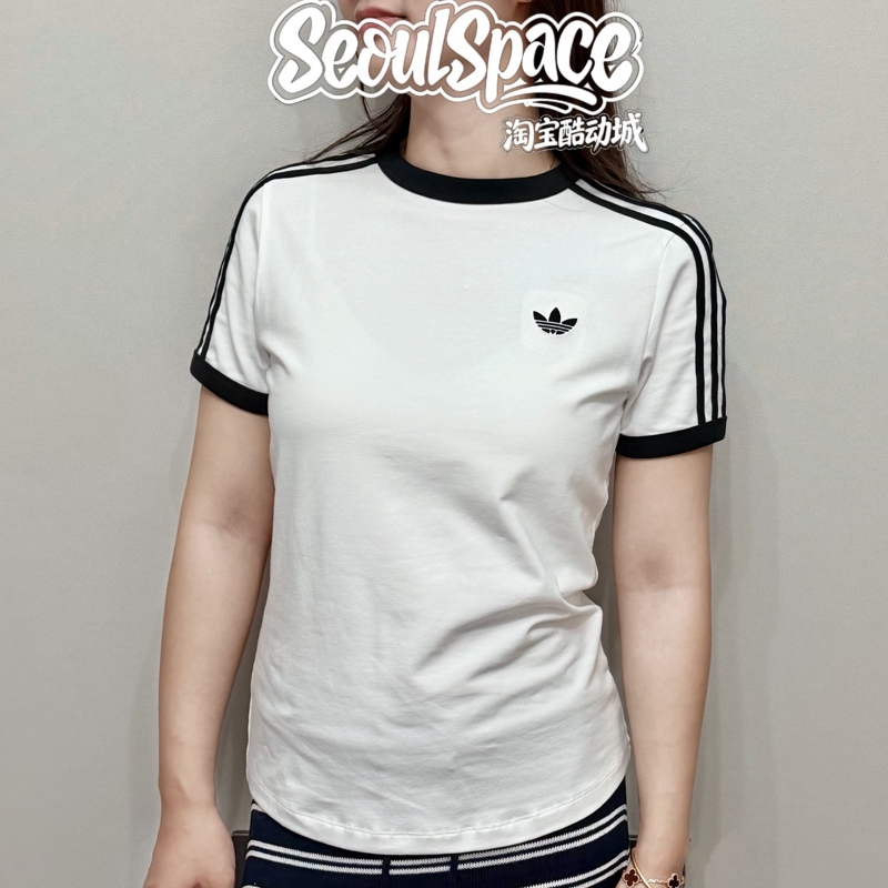 Adidas Korean Version Women's Slim Casual Sports Round Neck Short-Sleeved T-Shirt Kd3684 Kd3683