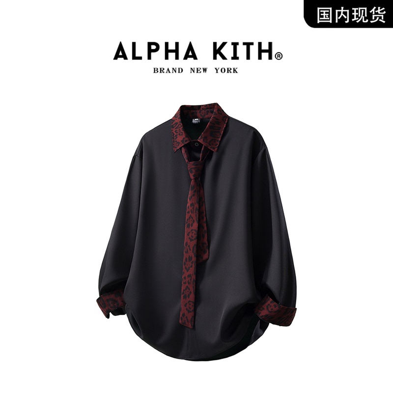 Alpha Kith Official Genuine Long-Sleeved Shirt for Men, Loose Fit, Couple's Tie, Stylish Oversized Turn-Down Collar Shirt Alpha Kith Official Genuine Long-Sleeved Shirt for Men, Loose Fit, Couple's Tie, Stylish Oversized Turn-Down Collar Shirt