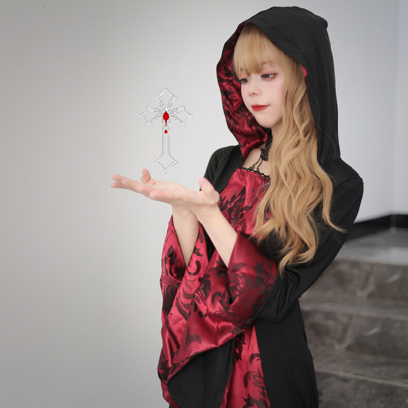 Halloween Adult Women's Cosplay Costume Vampire Wizard Long Dress Cape Robe Holiday Outfit Plus Size Halloween Adult Women's Cosplay Costume Vampire Wizard Long Dress Cape Robe Holiday Outfit Plus Size