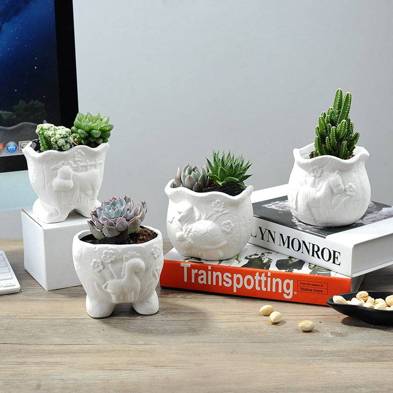 Diy Graffiti Creative Ceramic Young Children Hand Color Drawing White Mould Pot Children Painting White Embryo