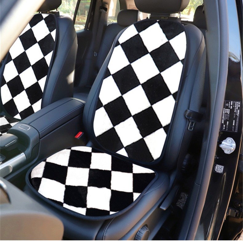 Car seat cushion checkerboard autumn and winter plush simple car cushion warm anti-skid car single piece single fart cushion seat cover