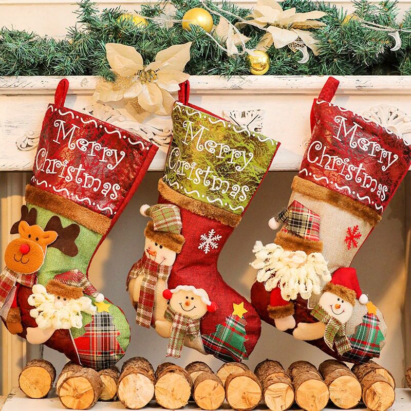 Children's Christmas gift bag socks JerClaus candy bag decorated boys girls gift bag decorated large new