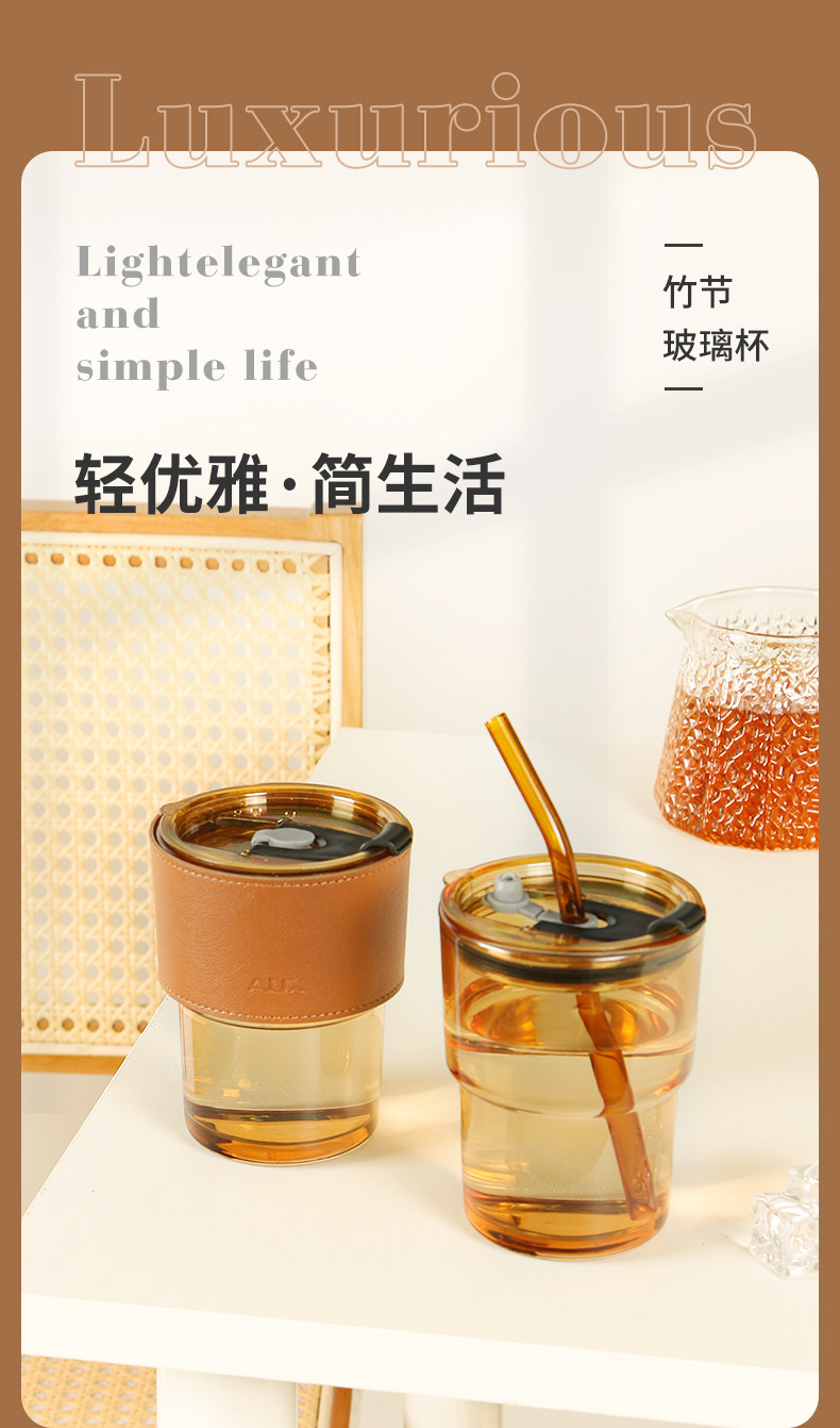 奥克斯 高颜值玻璃吸管杯450ml 图1