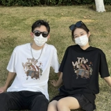 Ретро футболка с коротким рукавом, парная одежда подходит для мужчин и женщин для школьников для влюбленных, 2023, оверсайз