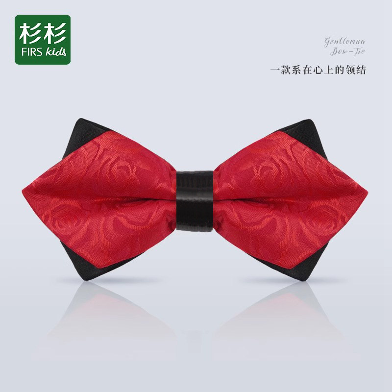 Cedar red child leads stage performance boy shirt butterfly knot small child lead flower Korean version Inron gentleman-Taobao