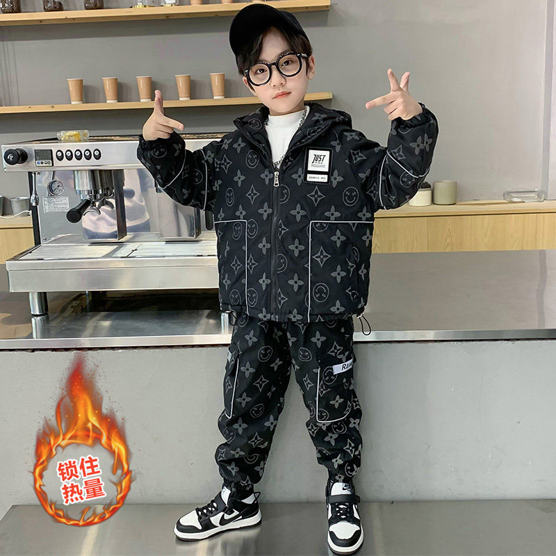 Boy winter gush suit 2021 new CUHK tong Winter Clothing Thickened Clothes Children Autumn winter Tide Children clothing