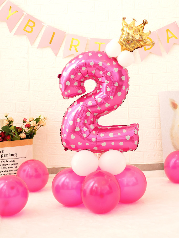 36-inch rose love digital balloon column baby children's birthday decoration scene layout party age supplies