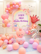 Baby childrens happy birthday decoration girl princess scene layout balloon party theme background wall