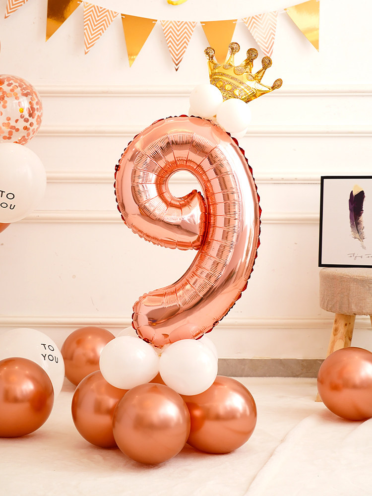 36 inch large rose gold digital balloon road lead birthday decoration aluminum film party layout column scene background wall