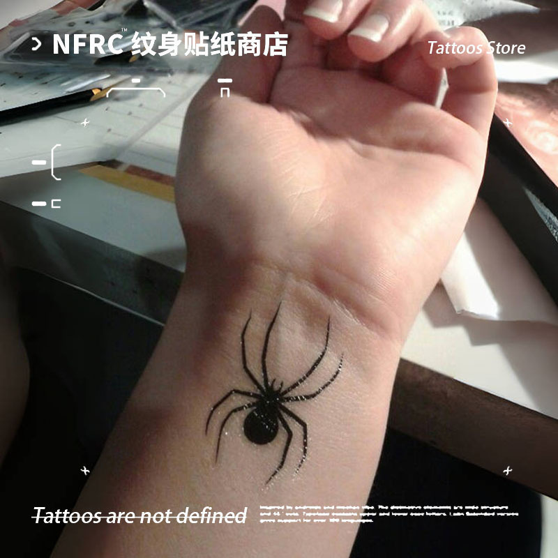 Halloween Dark Hand Back Spider Herbal Juice Tattoo Sticker Waterproof Unisex Non-Reflective Realistic Tattoo Y2K