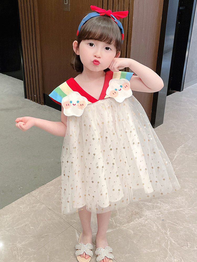 Child girl baby two weeks 2-3 years old girl summer dress Thin mesh skirt Super fairy child princess dress