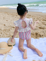 Childrens swimsuit Female baby girl cute princess swimsuit Lace child foreign style girl net red one-piece swimsuit