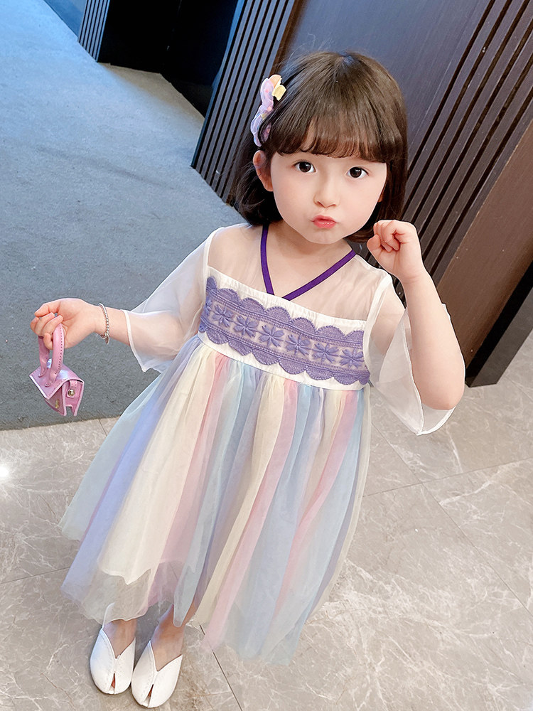 Children's Hanfu Princess Dress Girls Summer Dress Chinese Style Short Sleeve Dress Super Fairy 2021 New Style Summer Thin