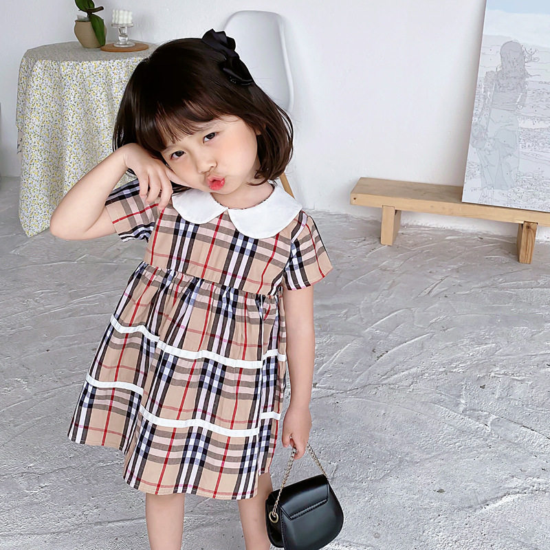 Girls dress 2021 new foreign school children's net red summer skirt thin short-sleeved princess dress children's summer clothes