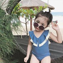 Childrens swimsuit Female baby cute 2-3 year old girl net red child 4 princess Korean girl one-piece beach swimsuit