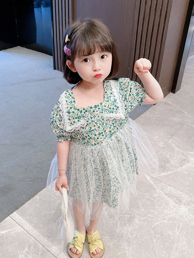 Children's dress two or three weeks 2 1 3-year-old girl net red summer dress 4 female Baoxia thin section 5 children floral princess dress