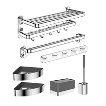 Jomoo towel rack 304 stainless steel bathroom five-piece set bathroom storage rack bath towel rack bathroom pendant 1007